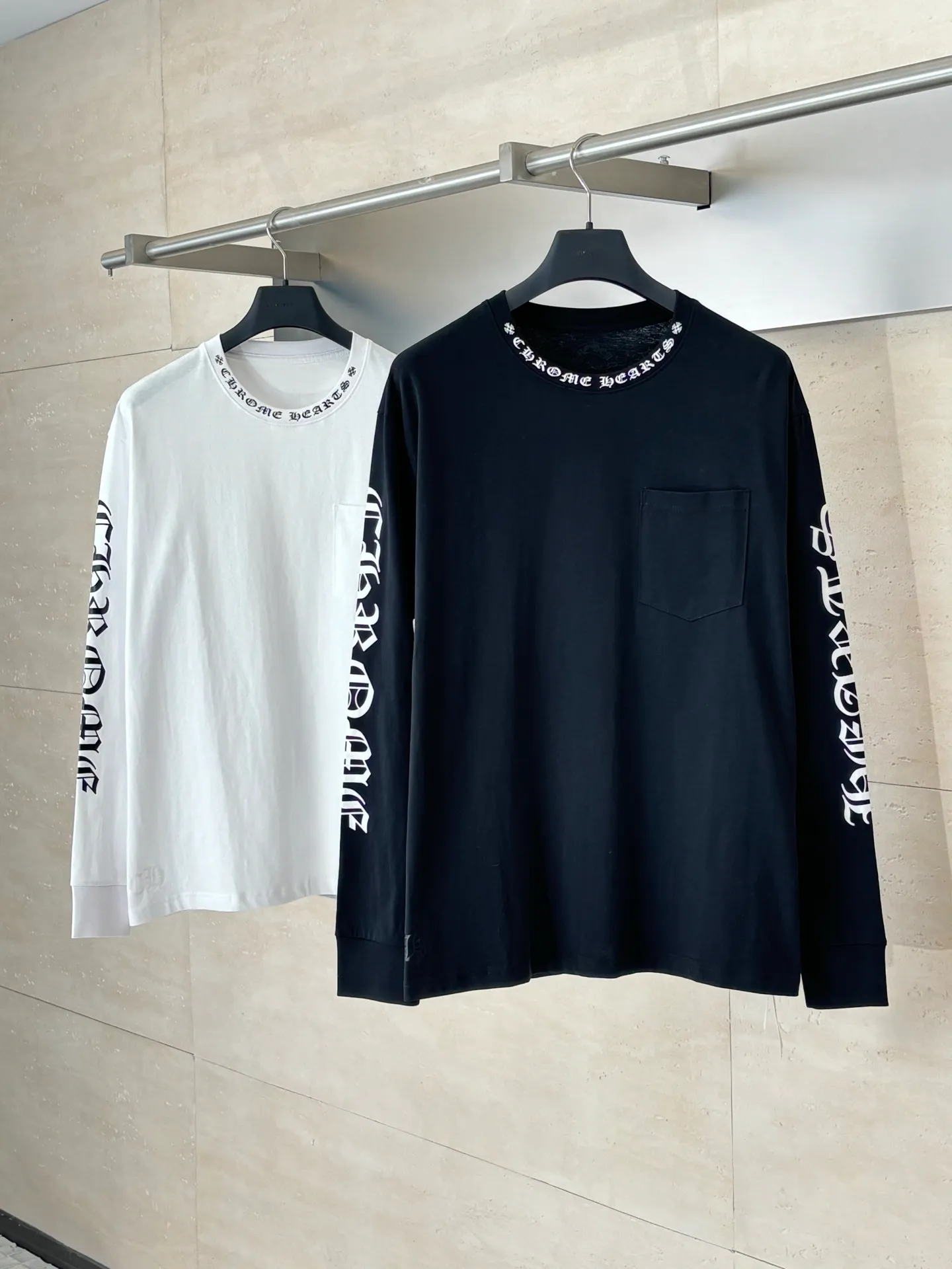 🅿️340 Chrome Heart*/Chrome Heart Sanskrit collar letter printed long-sleeved T-shirt Size: S/M/L